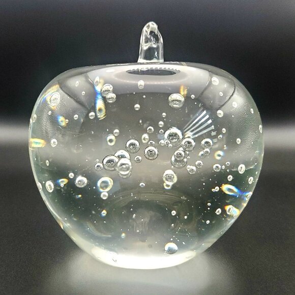 EXQUISITE Crystal Art Glass Apple Paperweight Large Weighty Collector's Gift - Picture 1 of 5